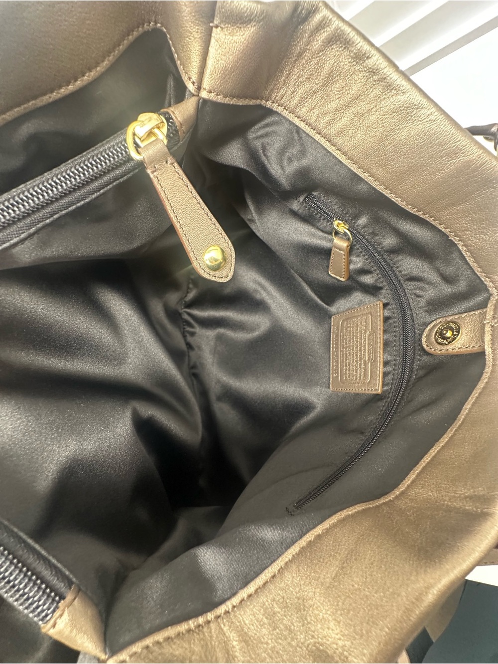 Coach Ashley Metallic Bronze Leather Carryall/ Satchel - Picture 11 of 14